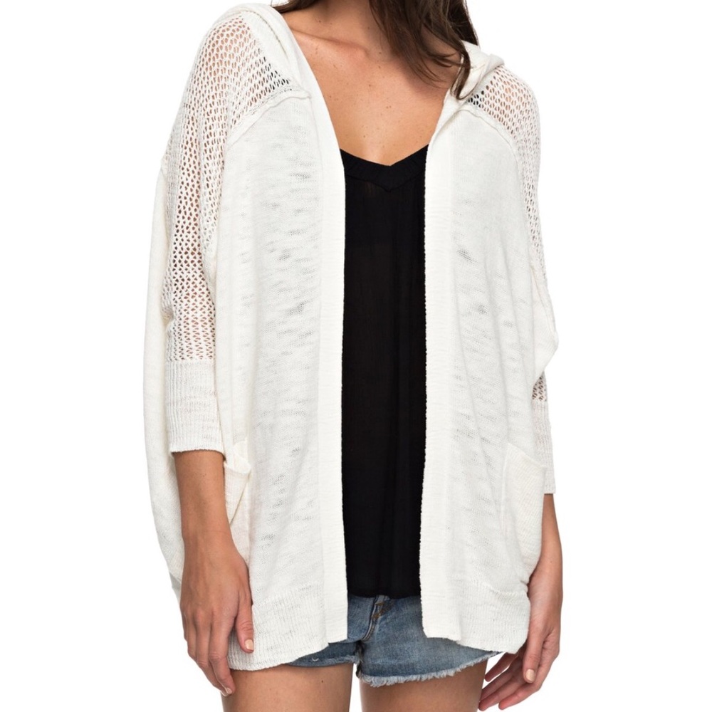 Roxy 3/4 Sleeve Hooded Cardigan with Pockets *NWT*